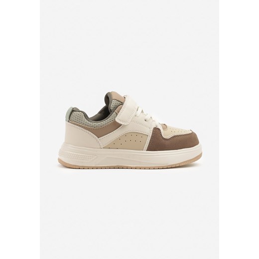 Beżowo-Zielone Buty Sportowe Sneakersy Clibee Ozdobione Perforacją Pareldi ze sklepu born2be.pl w kategorii Buty sportowe dziecięce - zdjęcie 179128655