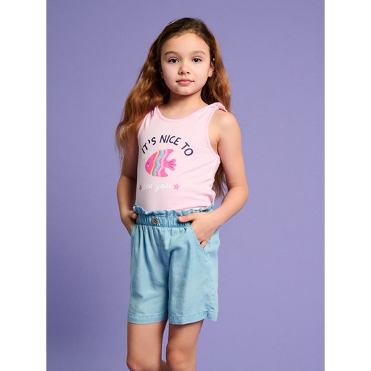 Sinsay - Koszulka na wiązanych ramiączkach - różowy Sinsay 110 Sinsay