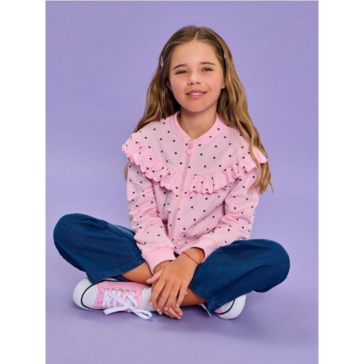 Sinsay - Bluza z ozdobnymi falbanami - różowy ze sklepu Sinsay w kategorii Bluzy dziewczęce - zdjęcie 179129788