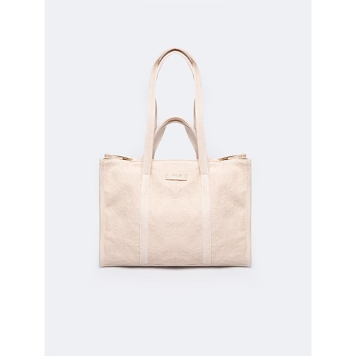 Torebka damska z tkaniny beżowa RR574073 801 ze sklepu Big Star w kategorii Torby Shopper bag - zdjęcie 179137249