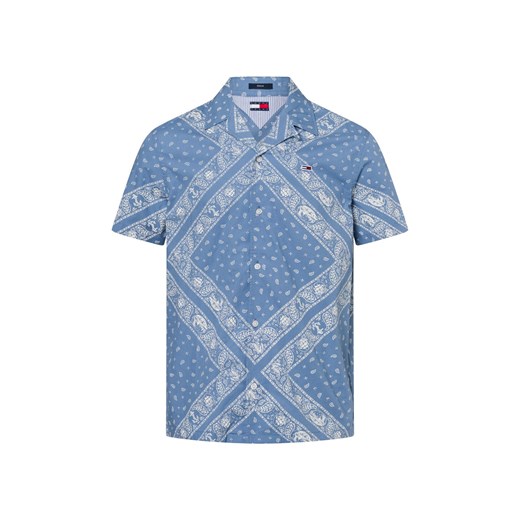 Tommy Jeans Męska koszula casual Mężczyźni Regular Fit Bawełna niebieski wzorzysty ze sklepu vangraaf w kategorii Koszule męskie - zdjęcie 179137419