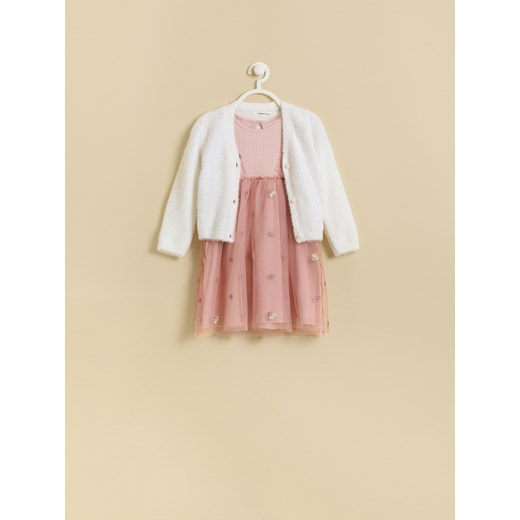 Reserved - Sukienka z tiulowym dołem - pastelowy róż ze sklepu Reserved w kategorii Sukienki dziewczęce - zdjęcie 179138748