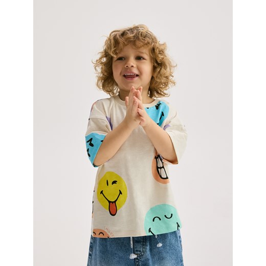 Reserved - T-shirt SmileyWorld® - złamana biel ze sklepu Reserved w kategorii T-shirty chłopięce - zdjęcie 179138766