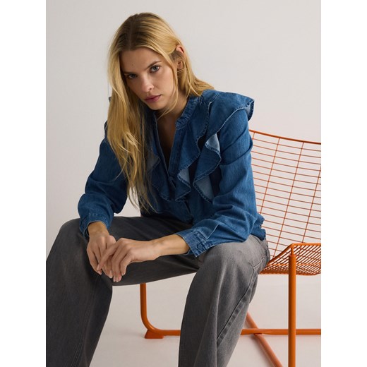 Jeansy damskie Reserved w miejskim stylu szare 