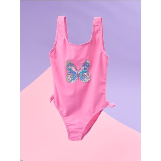 Sinsay - Kostium kąpielowy z odwracalnymi cekinami - fioletowy ze sklepu Sinsay w kategorii Stroje kąpielowe - zdjęcie 179142425