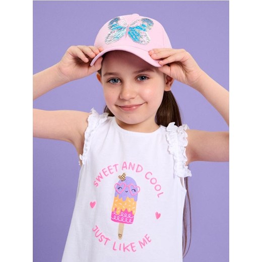Sinsay - Czapka z daszkiem z ozdobnymi odwracalnymi cekinami - różowy - id: 810DX-03X - marki Sinsay - 179142479 Sinsay - Czapka z daszkiem z ozdobnymi odwracalnymi cekinami - różowy ze sklepu Sinsay w kategorii Czapki dziecięce - zdjęcie 179142479