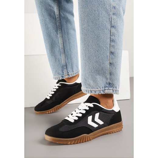 Czarne Sneakersy Typu Kultowe Tenisówki Zdobione Przeszyciami Naporae ze sklepu renee.pl w kategorii Buty sportowe damskie - zdjęcie 179146596