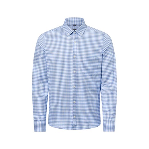 Nils Sundström Męska koszula biznesowa Mężczyźni Slim Fit Bawełna jasnoniebieski w kratkę ze sklepu vangraaf w kategorii Koszule męskie - zdjęcie 179146875
