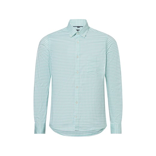 Nils Sundström Męska koszula biznesowa Mężczyźni Slim Fit Bawełna miętowy w kratkę ze sklepu vangraaf w kategorii Koszule męskie - zdjęcie 179146876
