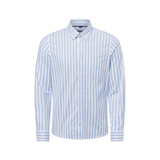 Nils Sundström Męska koszula biznesowa Mężczyźni Slim Fit Bawełna jasnoniebieski w paski ze sklepu vangraaf w kategorii Koszule męskie - zdjęcie 179146877
