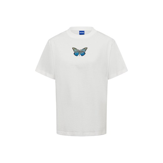 HUGO BLUE Koszulka damska - Vintage_Tee_B_4 Kobiety Bawełna écru jednolity ze sklepu vangraaf w kategorii Bluzki damskie - zdjęcie 179146885