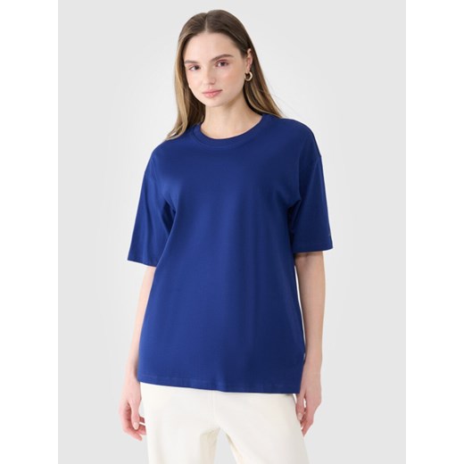 Damski t-shirt oversize 4F 4FRSS25TTSHF2694 - granatowy ze sklepu Sportstylestory.com w kategorii Bluzki damskie - zdjęcie 179147346