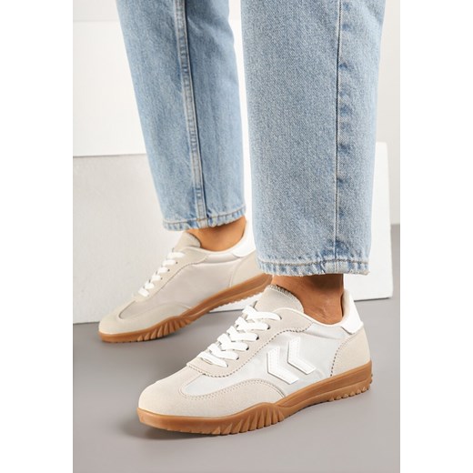 Beżowe Sneakersy w Stylu Klasycznych Tenisówek z Ozdobnymi Przeszyciami Napilia ze sklepu born2be.pl w kategorii Buty sportowe damskie - zdjęcie 179148636