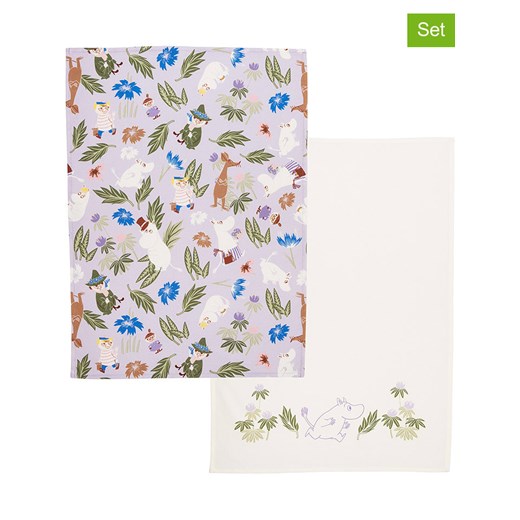 Moomin Ściereczki (2 szt.) w kolorze kremowo-fioletowym - 70 x 50 cm ze sklepu Limango Polska w kategorii Ścierki kuchenne - zdjęcie 179151618