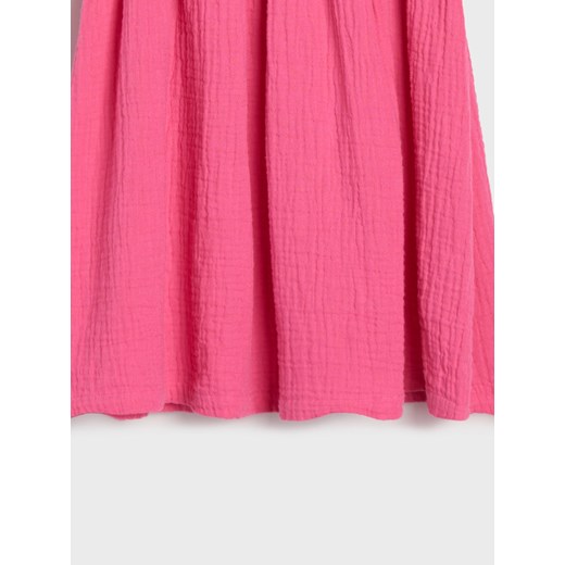 Sinsay - Sukienka z muślinowej bawełny z ozdobnymi falbanami - różowy Sinsay 116 Sinsay