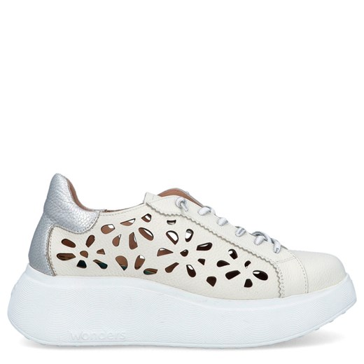 Ażurowe sneakersy damskie - WONDERS A-3621 BIAŁE ze sklepu Tymoteo.pl - sklep obuwniczy w kategorii Buty sportowe damskie - zdjęcie 179153838