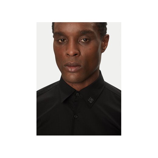 Koszula męska czarna Hugo Boss na jesień z klasycznym kołnierzykiem 