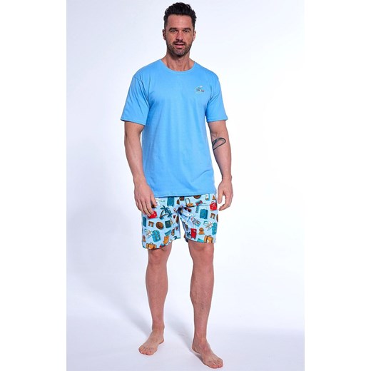 Bawełniana piżama męska 326/174 Travel, Kolor niebieski-wzór, Rozmiar S, Cornette ze sklepu Intymna w kategorii Piżamy męskie - zdjęcie 179155797