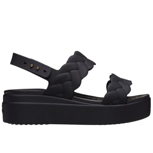 Klapki Crocs Brooklyn Woven Low Wedge 209977-060 - czarne ze sklepu streetstyle24.pl w kategorii Klapki damskie - zdjęcie 179155839