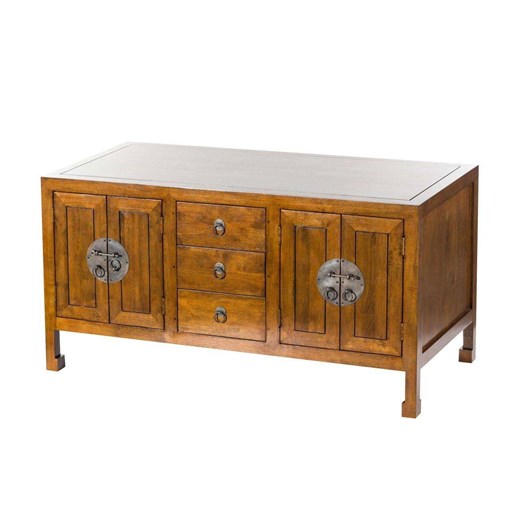 Komoda Ibuku 3szuflady + 4 drzwi, brown 126x55x65cm ze sklepu dekoria.pl w kategorii Komody - zdjęcie 179158586