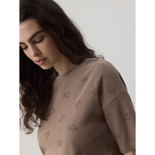 Reserved - Dwuczęściowa piżama ze wzorem - beżowy Reserved XXL Reserved