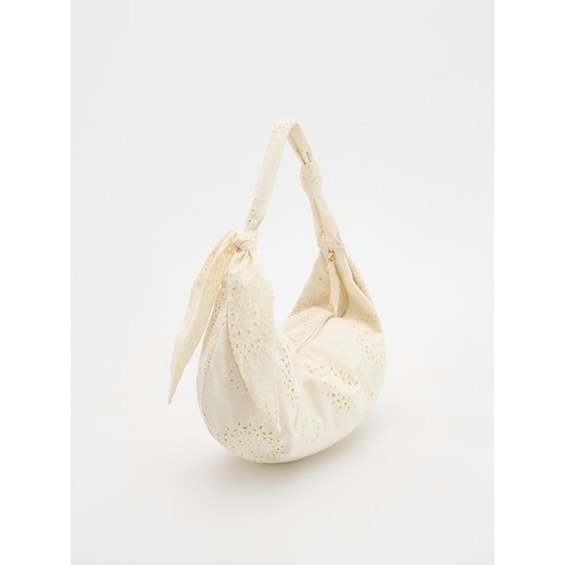 Reserved - Ażurowa torebka hobo - złamana biel Reserved ONE SIZE Reserved