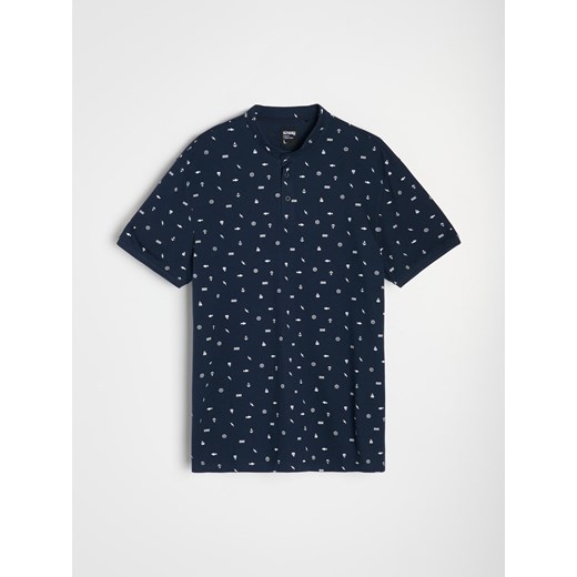 Sinsay - Koszulka z nadrukiem allover - granatowy Sinsay L Sinsay