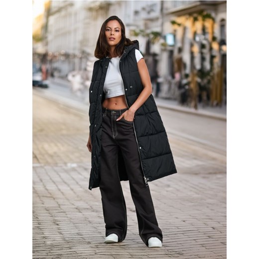 Sinsay - Kamizelka długa - czarny Sinsay S Sinsay