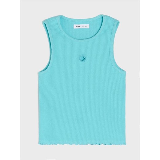 Sinsay - Koszulka bez rąkawów z prążkowanej dzianiny - zielony ze sklepu Sinsay w kategorii T-shirty chłopięce - zdjęcie 179161627