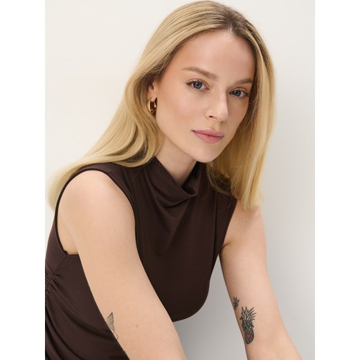 Mohito - Dopasowany czekoladowy top - ciemno brązowy Mohito L Mohito