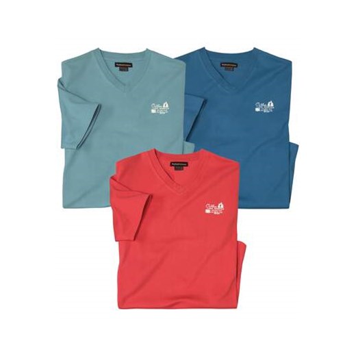 Zestaw 3 koszulek z dekoltem w serek Travel ze sklepu Atlas For Men w kategorii T-shirty męskie - zdjęcie 179162268