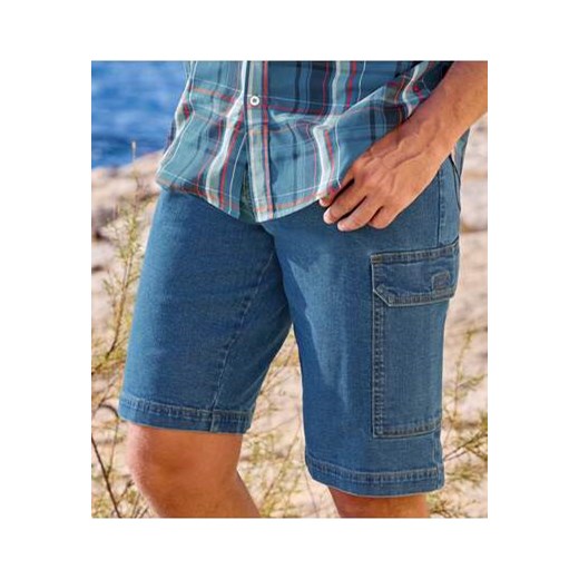 Wygodne jeansowe bermudy bojówki ze stretchem Atlas For Men L okazja Atlas For Men