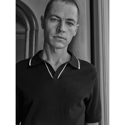 Reserved - Polo z domieszką lnu - granatowy Reserved S Reserved