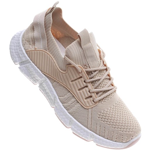 Wsuwane ażurowe beżowe męskie buty sportowe /A1-1 17373 T287/ ze sklepu Pantofelek24.pl w kategorii Buty sportowe męskie - zdjęcie 179164929