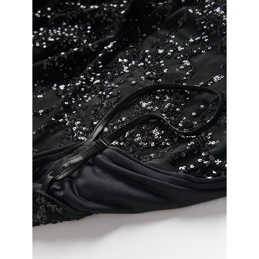 Sukienka Reserved z okrągłym dekoltem maxi w cekiny