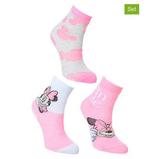 Disney Minnie Mouse Skarpety (3 pary) &quot;Minnie&quot; w kolorze jasnoróżowym ze sklepu Limango Polska w kategorii Skarpetki dziecięce - zdjęcie 179171726