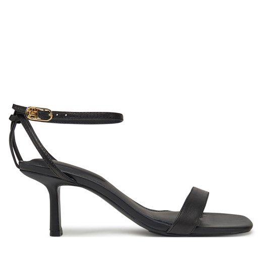 Sandały damskie Tommy Hilfiger na lato na szpilce czarne z klamrą eleganckie 