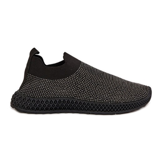 S.Barski Wsuwane Buty Sportowe Damskie Ze Zdobieniem TW121 Czarne ze sklepu ButyModne.pl w kategorii Buty sportowe damskie - zdjęcie 179174845