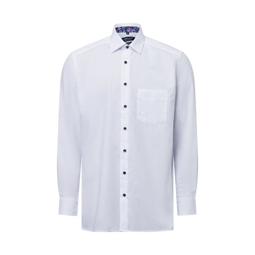 Andrew James Męska koszula biznesowa - non-iron Mężczyźni Regular Fit Bawełna biały jednolity ze sklepu vangraaf w kategorii Koszule męskie - zdjęcie 179179485