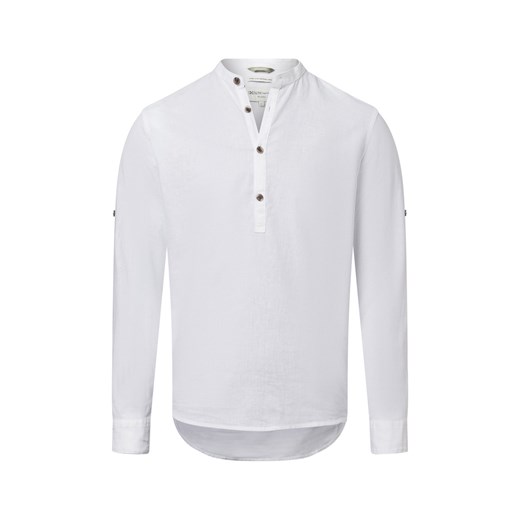 Tom Tailor Denim Męska koszula casual z zawartością lnu Mężczyźni Comfort Fit len biały jednolity ze sklepu vangraaf w kategorii Koszule męskie - zdjęcie 179179486