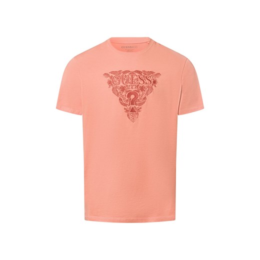 GUESS Koszulka męska Mężczyźni Bawełna morelowy jednolity ze sklepu vangraaf w kategorii T-shirty męskie - zdjęcie 179179508