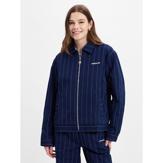 adidas Originals Damska bluza - kurtka w prążki Kobiety granatowy w paski ze sklepu vangraaf w kategorii Kurtki damskie - zdjęcie 179179536