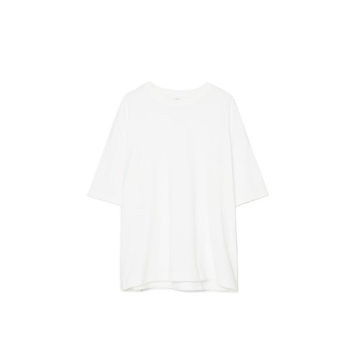 Cropp - Biały basicowy T-shirt o kroju boxy - biały Cropp XL Cropp