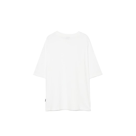 Cropp - Biały basicowy T-shirt o kroju boxy - biały Cropp XL Cropp