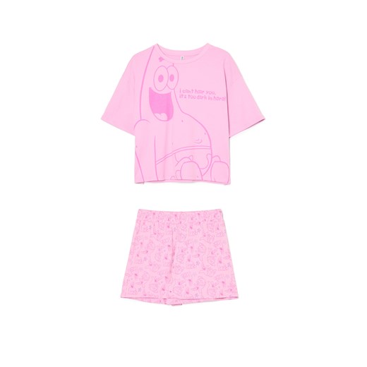 Cropp - Piżama Patryk z serii SpongeBob Kanciastoporty - różowy ze sklepu Cropp w kategorii Piżamy damskie - zdjęcie 179179948