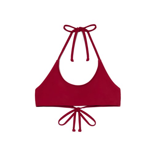 Cropp - Gładka bordowa góra od bikini - kasztanowy ze sklepu Cropp w kategorii Stroje kąpielowe - zdjęcie 179179988