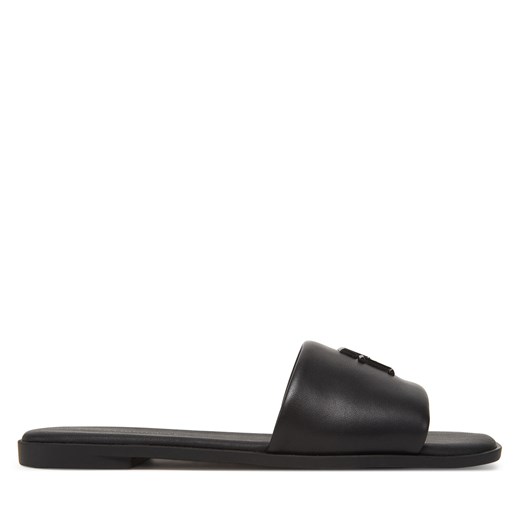 Klapki Tommy Hilfiger Th Logo Hardware Leather Mule FW0FW08806 Czarny Tommy Hilfiger 39 eobuwie.pl