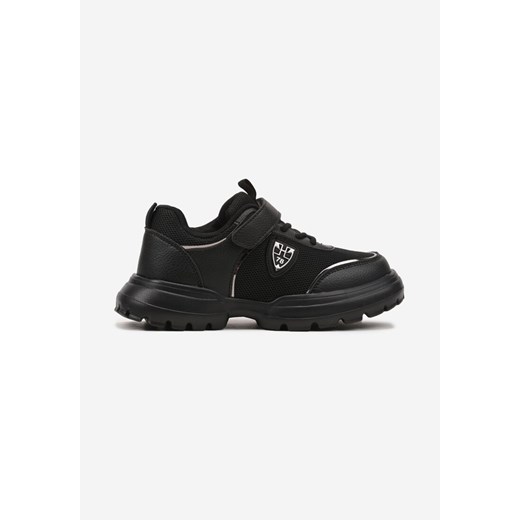 Czarne Buty Sportowe Sneakersy ze Skórzaną Wkładką i Aplikacją Fonaven ze sklepu born2be.pl w kategorii Buty sportowe dziecięce - zdjęcie 179186129