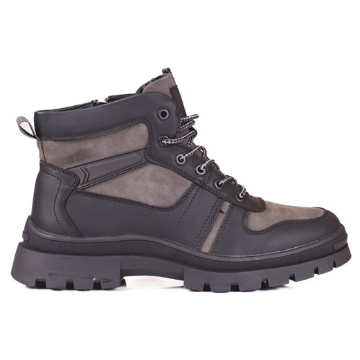Zimowe buty męskie ocieplane futerkiem szare ze sklepu ButyModne.pl w kategorii Buty zimowe męskie - zdjęcie 179187059