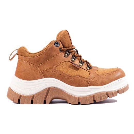 Sneakersy damskie Big Star KK274362 na grubej podeszwie beżowy ze sklepu ButyModne.pl w kategorii Buty sportowe damskie - zdjęcie 179187076
